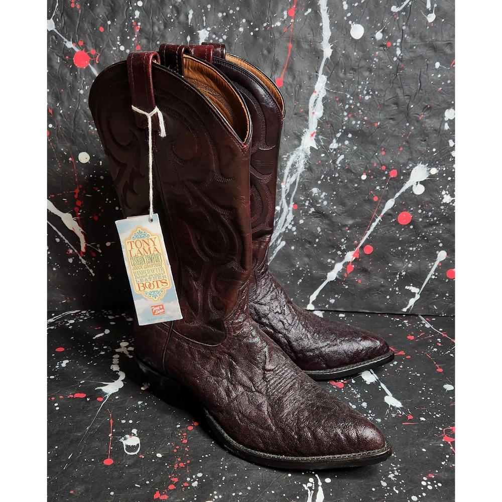 Tony Lama vintage 80s men's deadstock western leather cowboy boots size 9.5